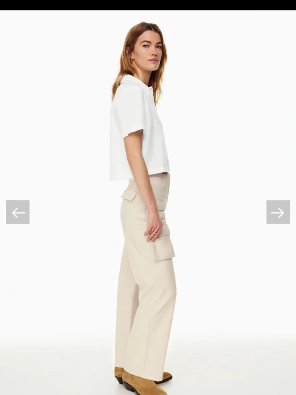 Wilfred linen Cropped White Button Front Shirt - Picture 6 of 10